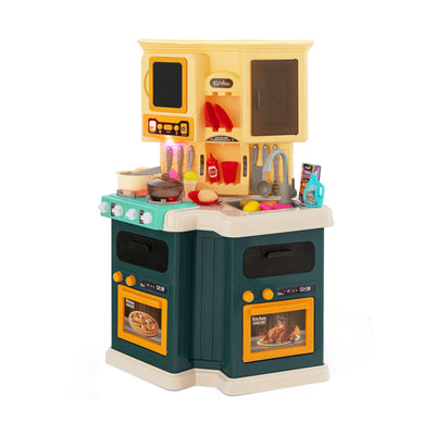 67 Pieces Kid's Kitchen Playset with Vapor and Boil Effects-Green