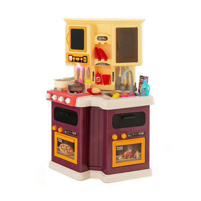 67 Pieces Kid's Kitchen Playset with Vapor and Boil Effects-Purple