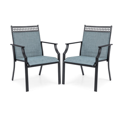 Patio Chairs Set of 2 with All Weather Breathable Fabric-Blue