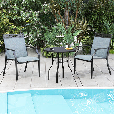 Patio Chairs Set of 2 with All Weather Breathable Fabric-Blue