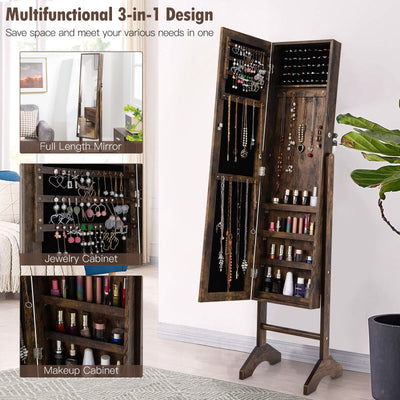 Standing Jewelry Cabinet Jewelry Armoire Cabinet with Full-Brown