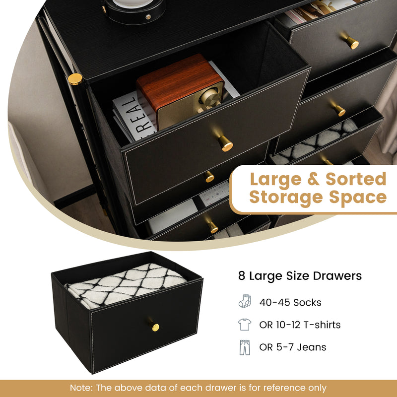 Floor Dresser Storage Organizer with 5/6/8 Drawers with Fabric Bins and Metal Frame-8-Drawer