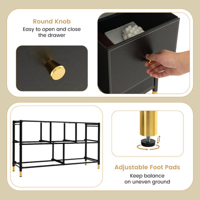 Floor Dresser Storage Organizer with 5/6/8 Drawers with Fabric Bins and Metal Frame-5-Drawer