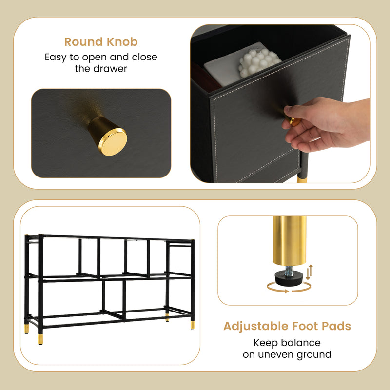 Floor Dresser Storage Organizer with 5/6/8 Drawers with Fabric Bins and Metal Frame-5-Drawer