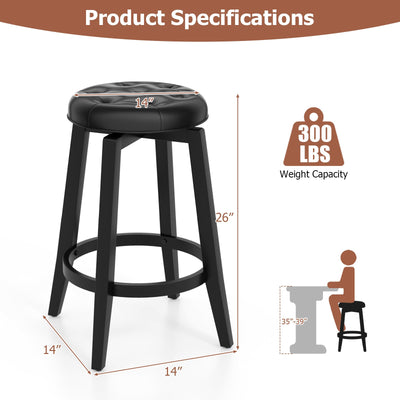360° Swivel Upholstered Rubberwood Frame Bar Stool Set of 2 with Footrest-24 inches