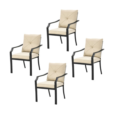 4 Pieces Outdoor Dining Set with Rustproof Steel Frame and Removable Cushions