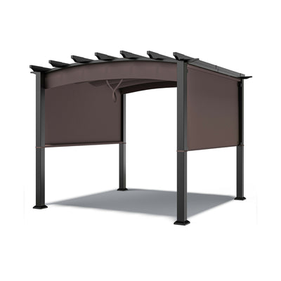 10 x 10ft Patio Pergola Gazebo Sun Shade Shelter with Retractable Canopy-Coffee