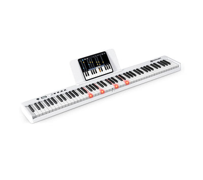 88-Key Folding Electric Lighted Piano Full-Size Portable Keyboard MIDI-White
