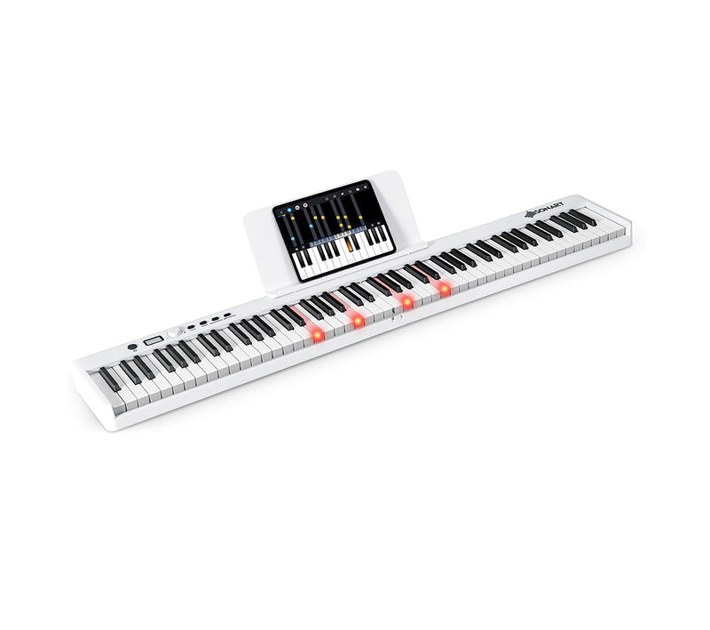 88-Key Folding Electric Lighted Piano Full-Size Portable Keyboard MIDI-White