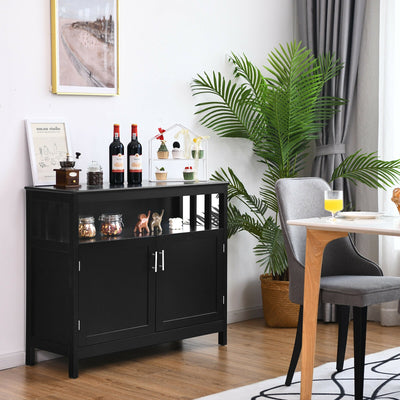 Kitchen Buffet Server Sideboard Storage Cabinet with 2 Doors and Shelf-Black