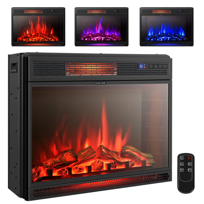 *28 Inch Electric Freestanding and Recessed Fireplace with Remote