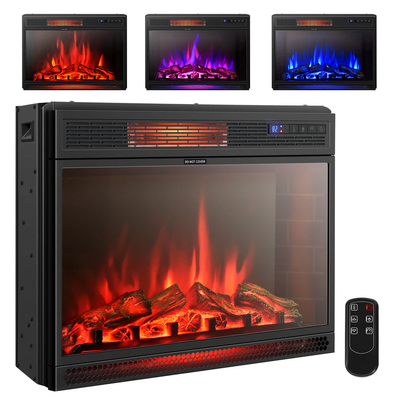 *28 Inch Electric Freestanding and Recessed Fireplace with Remote