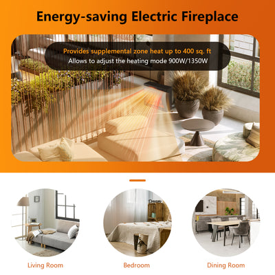 *28 Inch Electric Freestanding and Recessed Fireplace with Remote