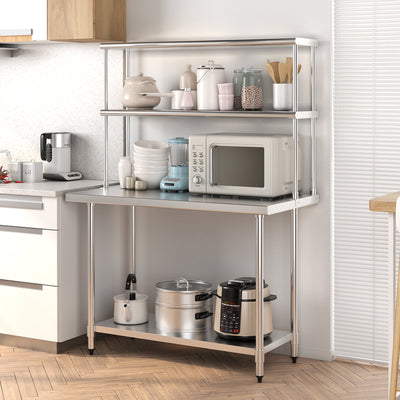 Stainless Steel Overshelf with Adjustable Lower Shelf for Home Kitchen