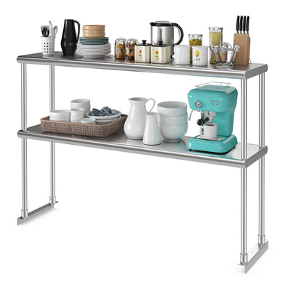 Stainless Steel Overshelf with Adjustable Lower Shelf for Home Kitchen