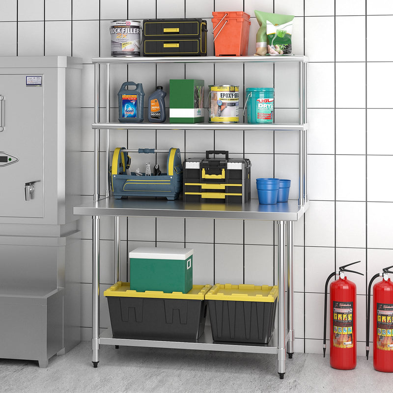 Stainless Steel Overshelf with Adjustable Lower Shelf for Home Kitchen
