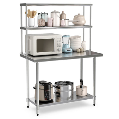 Stainless Steel Overshelf with Adjustable Lower Shelf for Home Kitchen