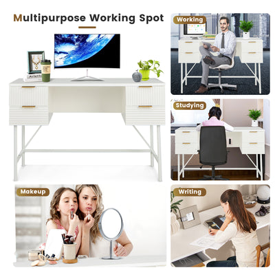 48 Inch Home Office Computer Desk with 4 Drawers-White