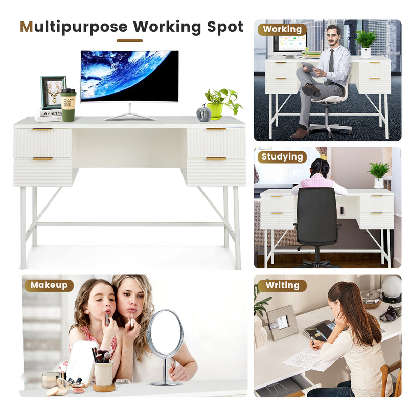 48 Inch Home Office Computer Desk with 4 Drawers-White