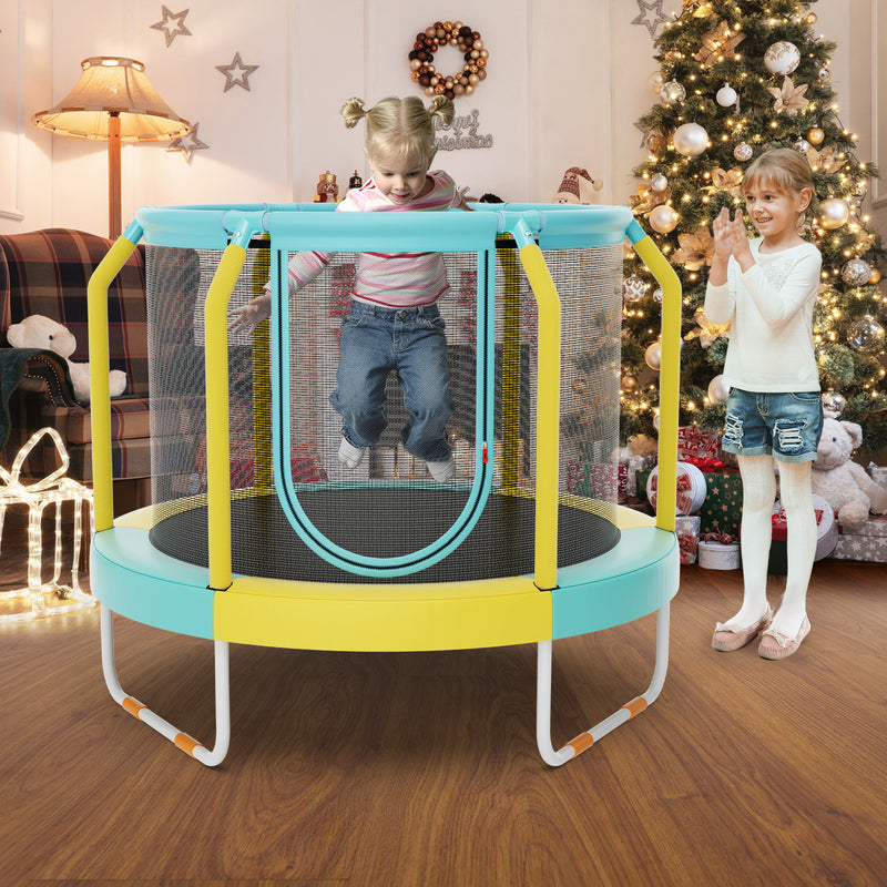 *Mini Trampoline with Enclosure and Heavy-duty Metal Frame - Yellow