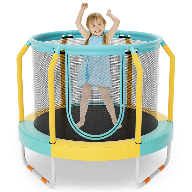 *Mini Trampoline with Enclosure and Heavy-duty Metal Frame - Yellow