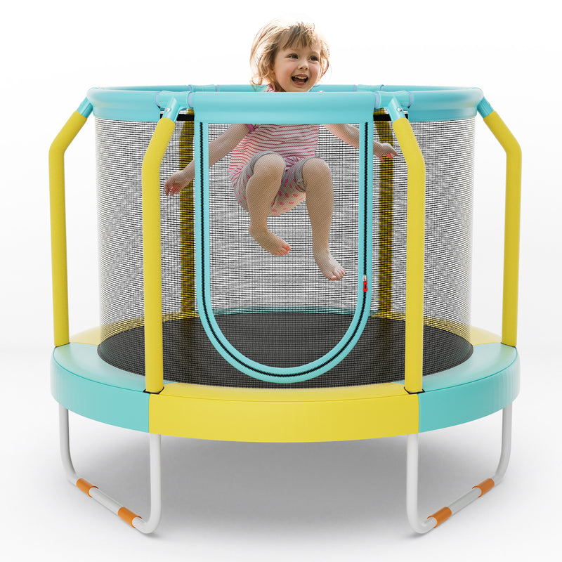 *Mini Trampoline with Enclosure and Heavy-duty Metal Frame - Yellow