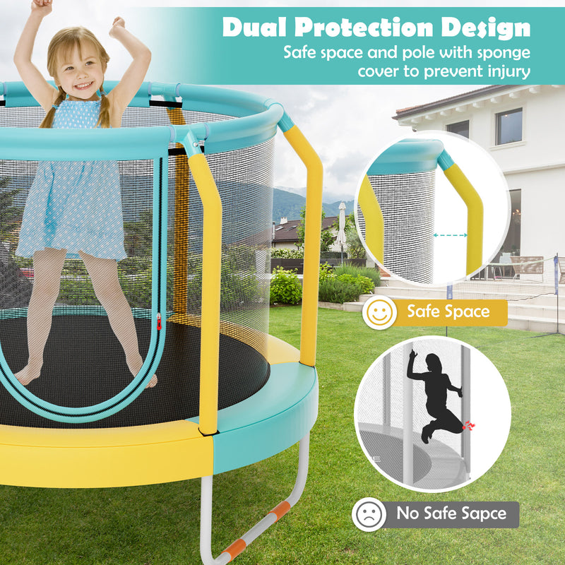 *Mini Trampoline with Enclosure and Heavy-duty Metal Frame - Yellow