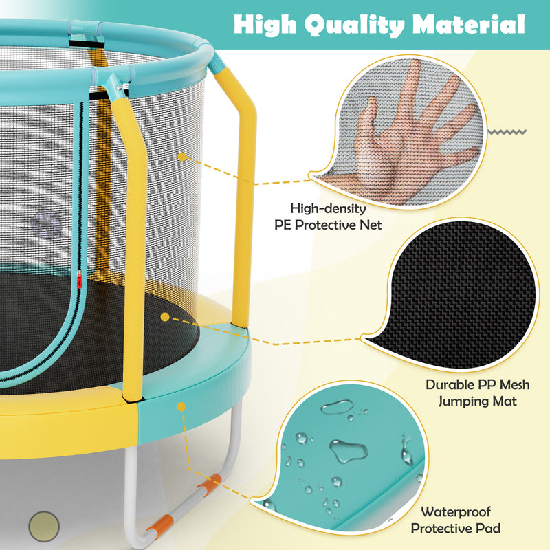 *Mini Trampoline with Enclosure and Heavy-duty Metal Frame - Yellow