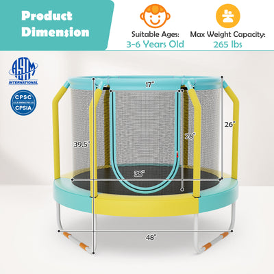 *Mini Trampoline with Enclosure and Heavy-duty Metal Frame - Yellow