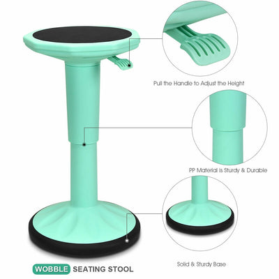 *Adjustable-Height Wobble Chair Active Learning Stool for Office Stand Up Desk - Green