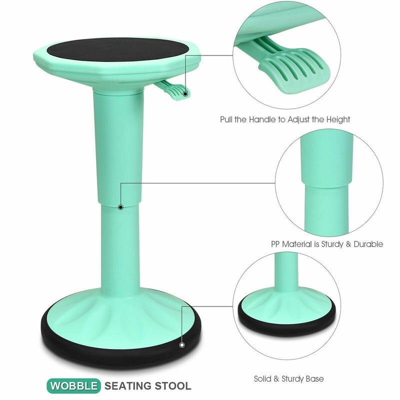 *Adjustable-Height Wobble Chair Active Learning Stool for Office Stand Up Desk - Green