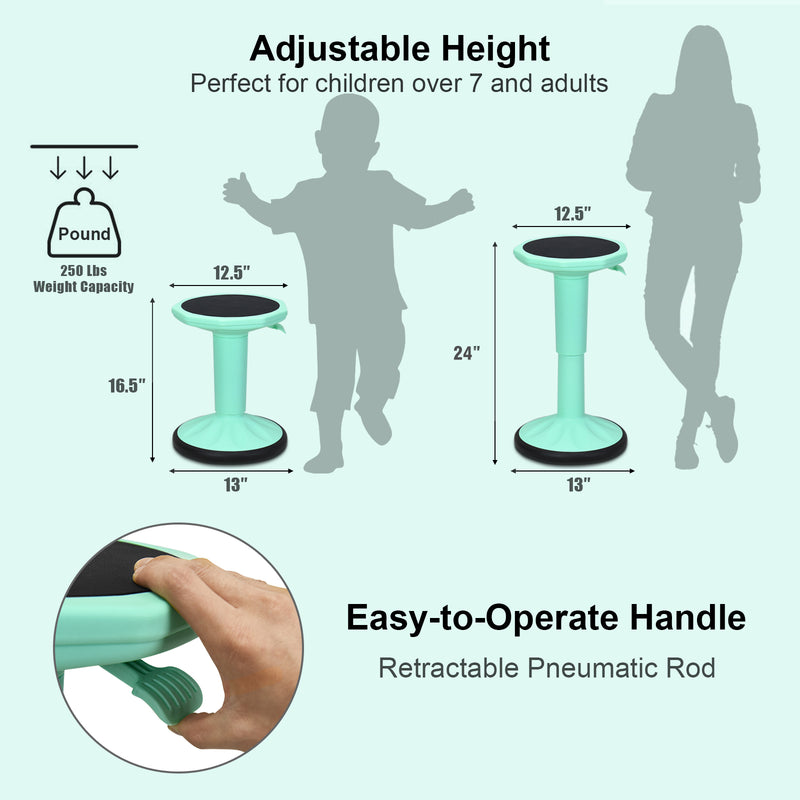 *Adjustable-Height Wobble Chair Active Learning Stool for Office Stand Up Desk - Green