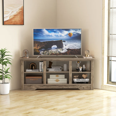 58 Inch TV Stand with 6 Open Storage Shelves for TVs up to 65 Inches-Gray