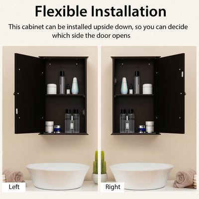 Bathroom Wall Cabinet with Single Mirror Door-Brown