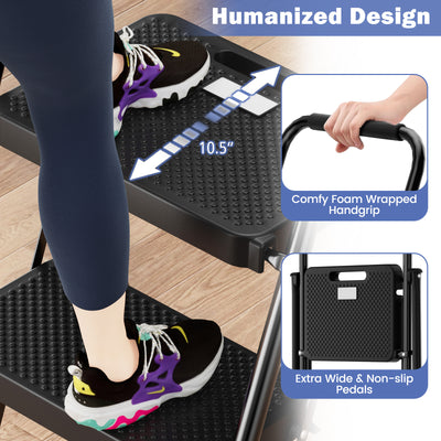 Portable Folding 4 Step Ladder Stool for Adults with Wide Anti-Slip Pedal-Black