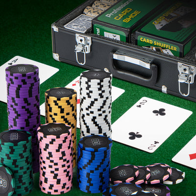 *600-Piece Poker Chip Set 14 Gram Claytec Chips with Carrying Case - Black