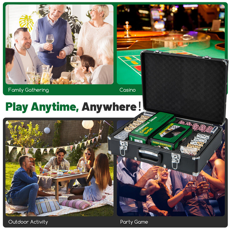 *600-Piece Poker Chip Set 14 Gram Claytec Chips with Carrying Case - Black