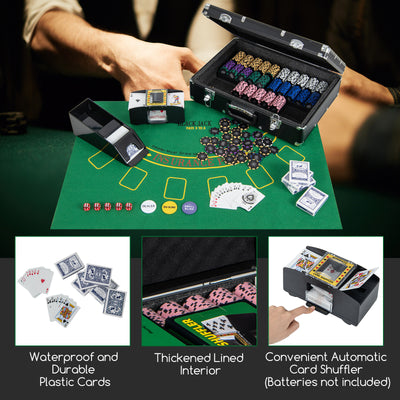 *600-Piece Poker Chip Set 14 Gram Claytec Chips with Carrying Case - Black