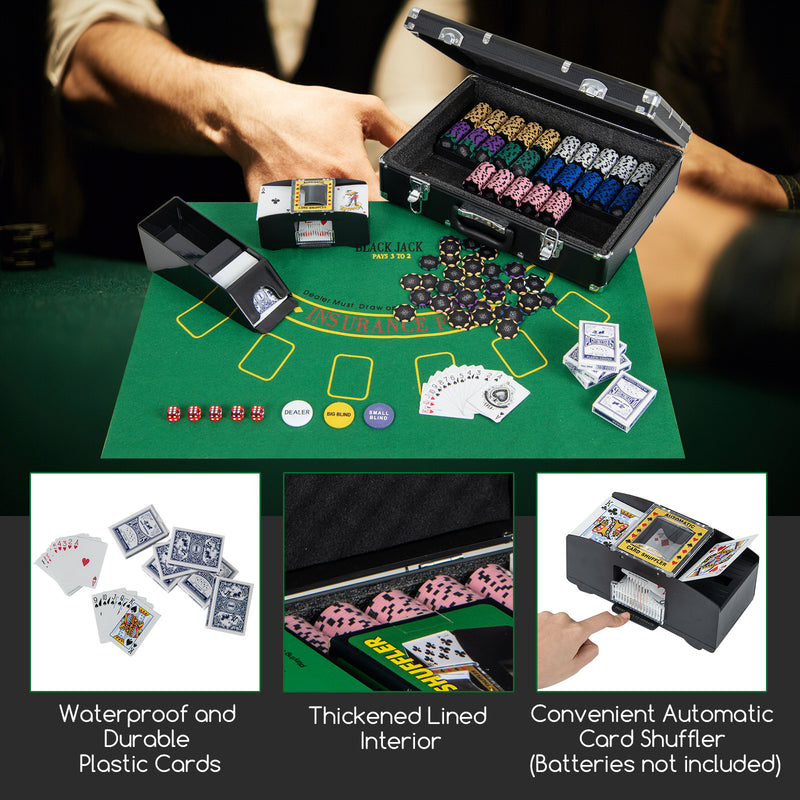 *600-Piece Poker Chip Set 14 Gram Claytec Chips with Carrying Case - Black