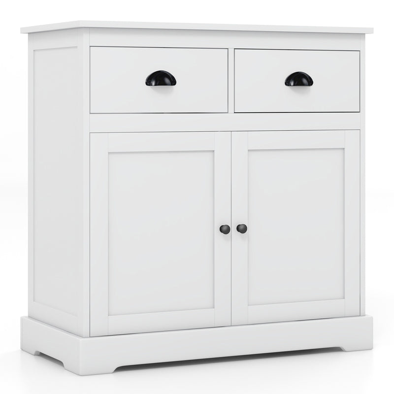 Kitchen Buffet Storage Cabinet with 2 Doors and 2 Storage Drawers-White