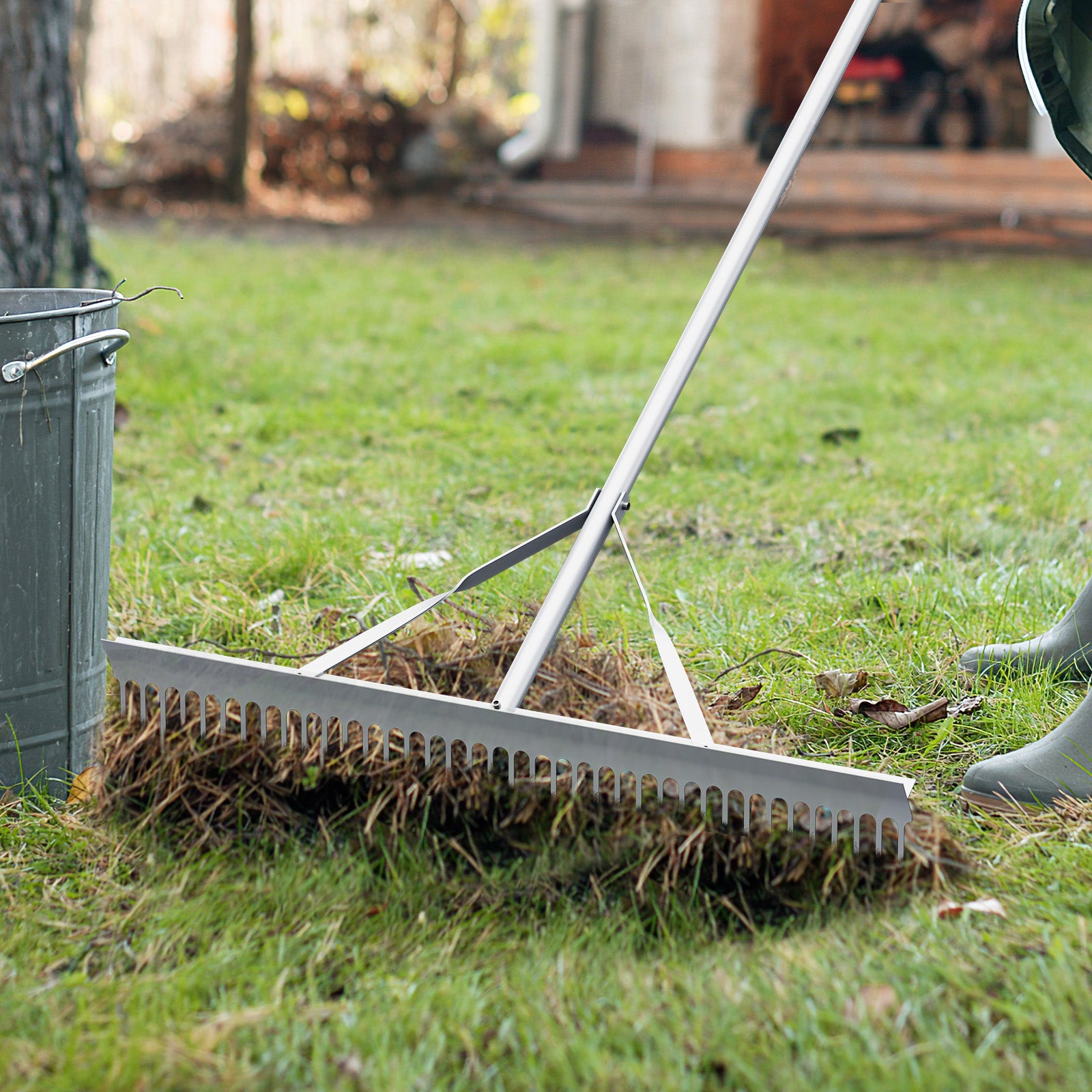 Long Wide Rake Aluminum Rake with 36 Inch Wide Rake Head and 68 Inch Long Handle