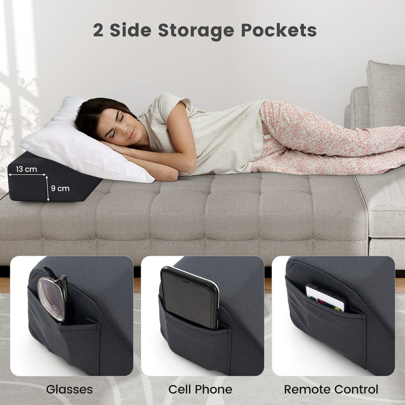 Bed Wedge Pillow with Storage Bag-Twin Size