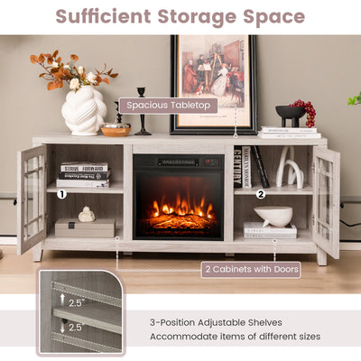 58 Inch Fireplace TV Stand with Adjustable Shelves for TVs up to 65 Inch-Natural