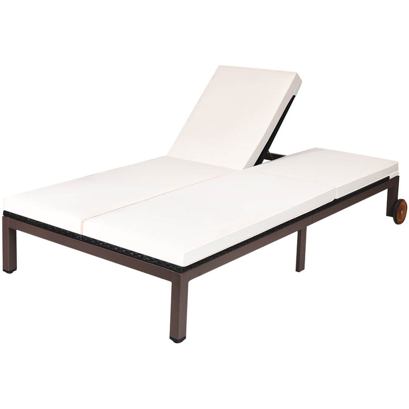 2-Person Patio Rattan Lounge Chair with Adjustable Backrest-White