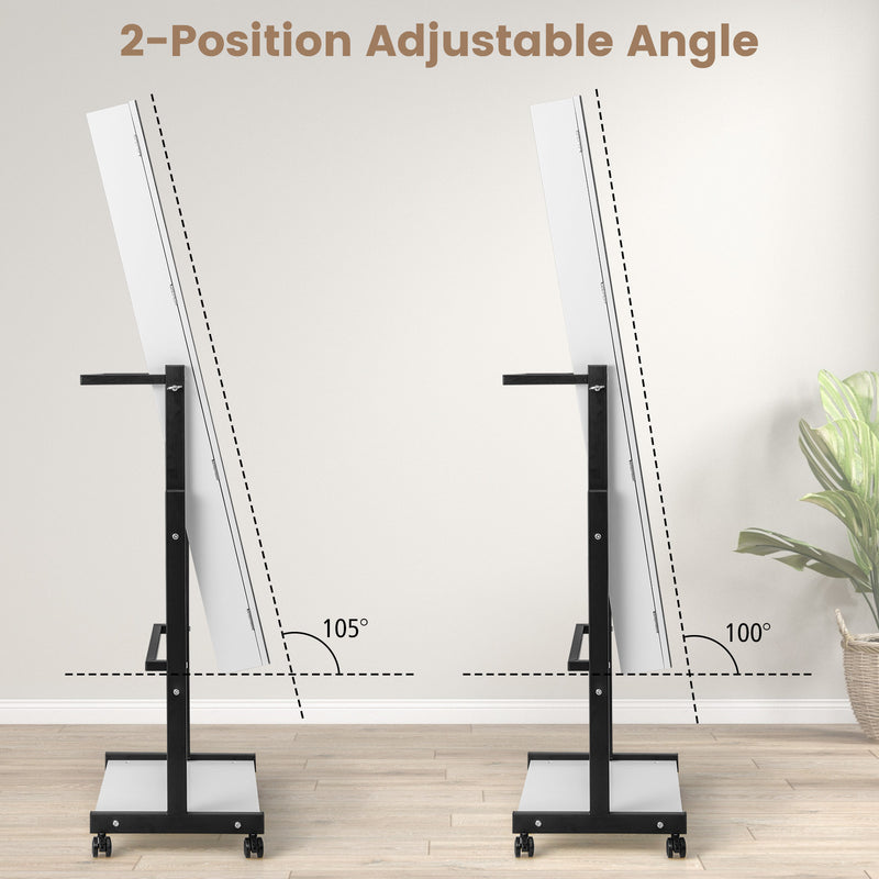 3-Color 46 LED Lights Mirror Jewelry Cabinet Armoire Adjustable Height with Wheels-White