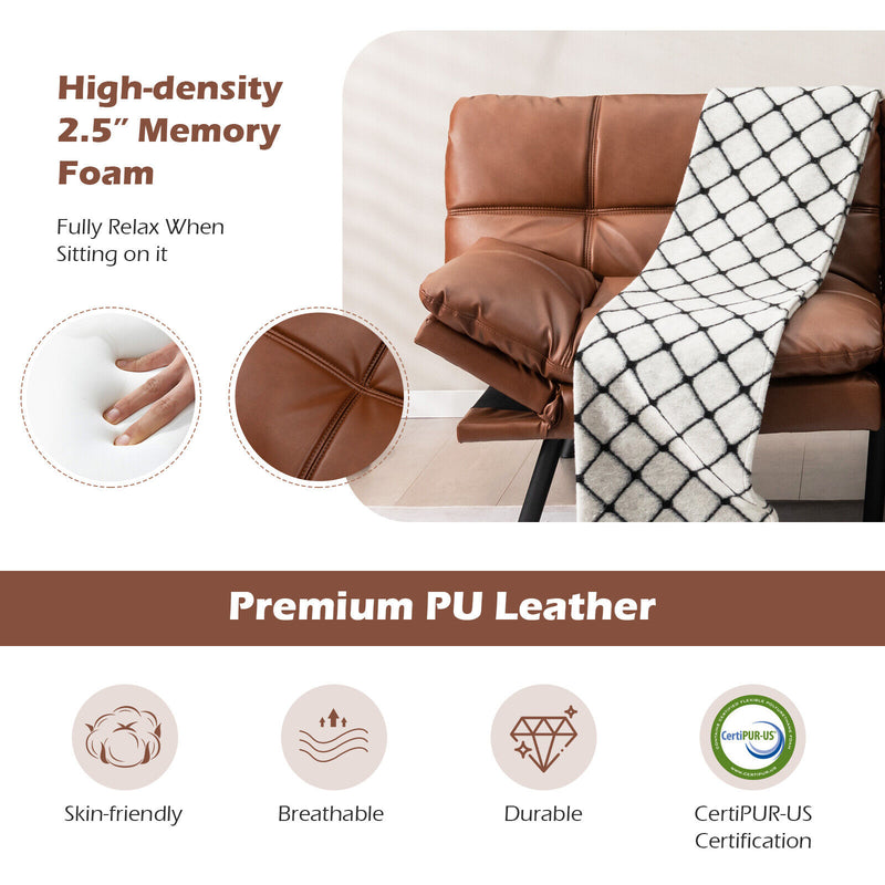 *Convertible Memory Foam Futon Sofa Bed with Adjustable Armrest - Brown