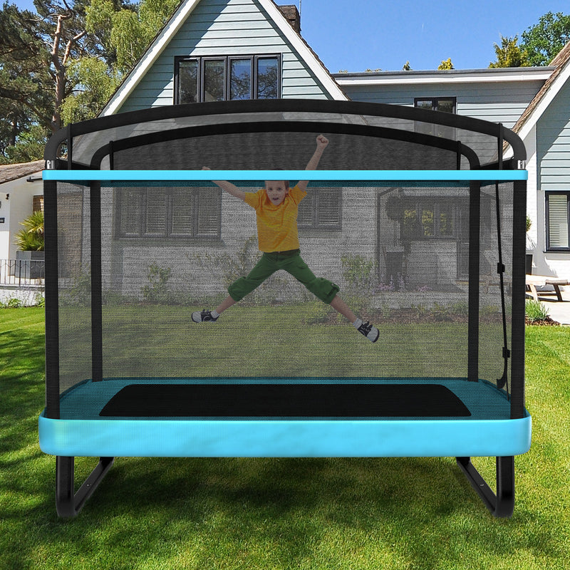 6 Feet Kids Entertaining Trampoline with Swing Safety Fence-Navy