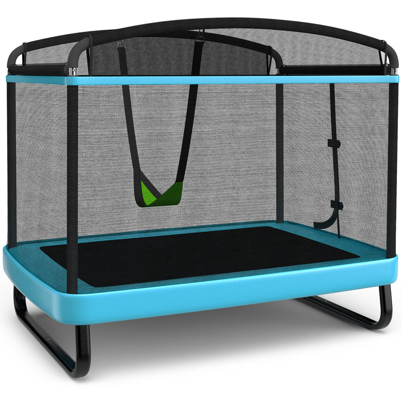 6 Feet Kids Entertaining Trampoline with Swing Safety Fence-Navy