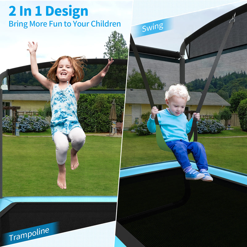 6 Feet Kids Entertaining Trampoline with Swing Safety Fence-Navy