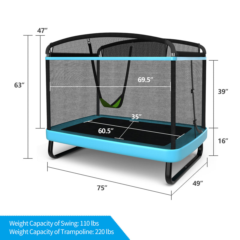 6 Feet Kids Entertaining Trampoline with Swing Safety Fence-Navy